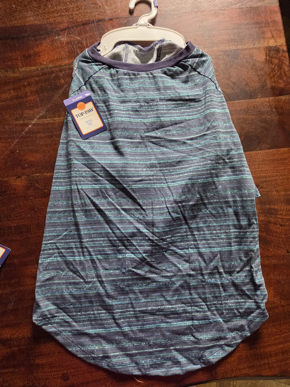 Top Paw Dog Tee Teal and Navy Striped